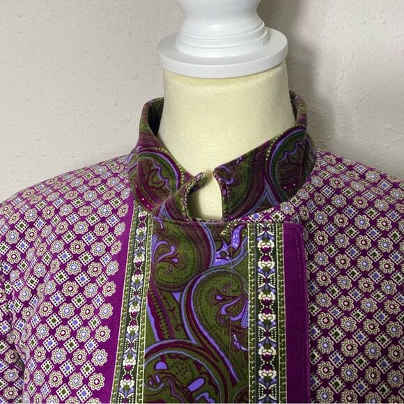 Isaac Mizrahi Purple Paisley Printed Standing Collar Velvet Blazer Women's Small - Picture 16 of 16